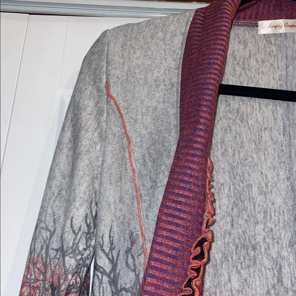 Simply Couture Red and Blue Striped Cardigan - Picture 3 of 8